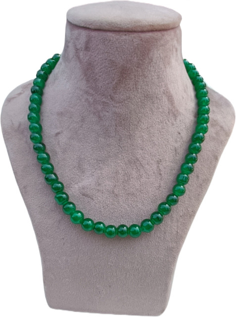 suvarn Green Jade Semi Precious Stone Single Line Necklace, Stone Size 8MM  Jade Stone Necklace