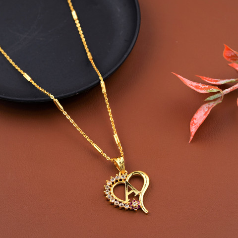JETWAL A Name Pendant Heart Shape Design Alphabet A Locket with 18