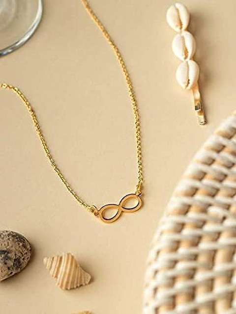 Fashion Frill Golden Stunning Gold Plated Infinity Chain Pendant