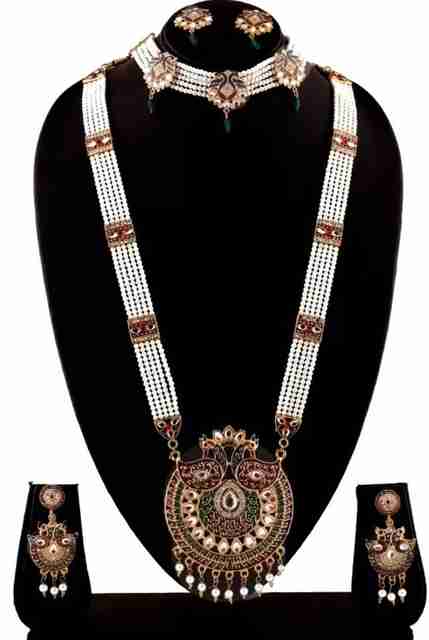 vaani Rajwadi Pearl Long Rani Haar with Necklace Jewellery Set for