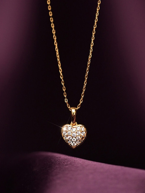 Palmonas Cute Heart Diamond Necklace 18k Gold Vermeil Gold