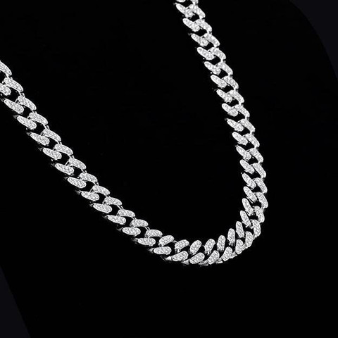 MEENAZ Hip Hop Cuban Chain MC stan chain miami cuban link chains Rapper  Necklace ad cz Cubic Zirconia, Diamond, Crystal, Zircon Titanium,  Gold-plated