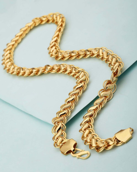 Beadworks Lotus Golden Chain for Men, Heavy Chain for Boy's, Gold