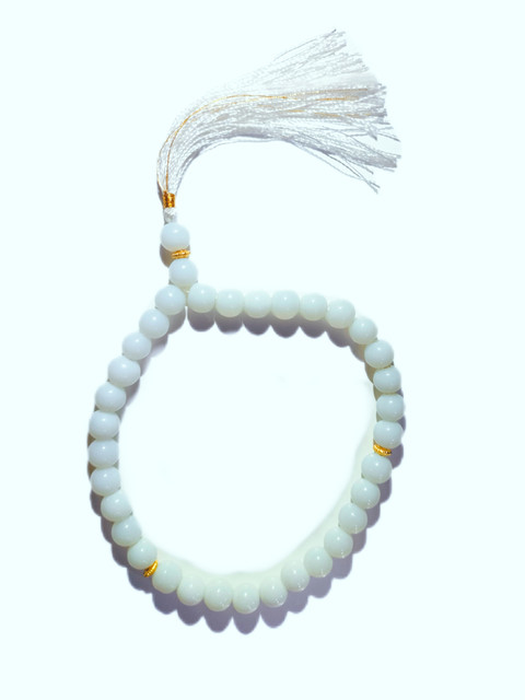 Malas Collection White small Tasbih,33 Dana white, Tasbih Glass