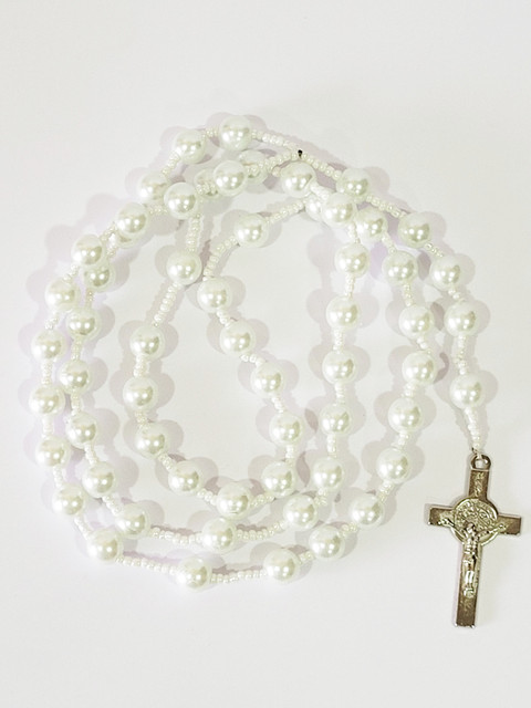 Divine Creations Rosary Pearl White Rosary for Wedding First