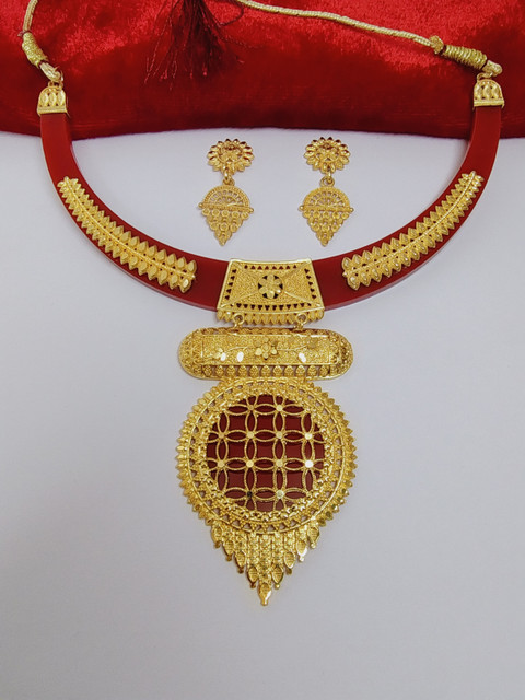 Sagalite ART Premium Quality Microplated Short Sakha Pola Necklace