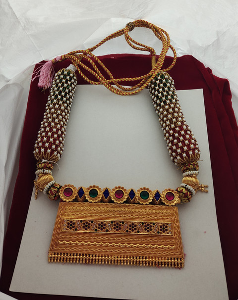 Latest Gold Tevta Ki Design Latest gold tewta design/Timniya Design/Hamel  Rajsthani/Nimboli Timaniya/nimboli Brass Plated Brass, Stone, Dori Necklace