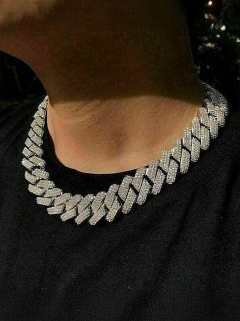 SAFISHA Hip Hop Cuban Chain Diamonds Men Jewellery Silver Plated