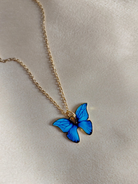 OCTAGON HUB Combo Of Heart and Butterfly Pendant Necklace Chain Women and  Girls for Gifts Gold-plated Plated Alloy Necklace