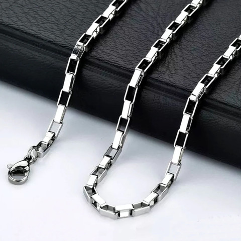 Fashion Frill Silver Chain For Boys Box Design Stylish Neck Wear