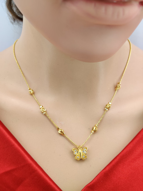 DHARM JEWELS Cubic Zirconia Gold-plated Plated Alloy Chain