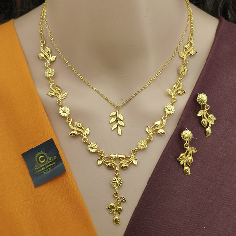 CHARLI ART JEWELLERY Fancy Micro Gold Plated Pices Combo For All Age  Girls And Gold-plated Plated Alloy Chain