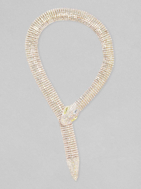 Rubans Voguish Rubans Voguish Gold Tone Zircon Stone Studded Snake
