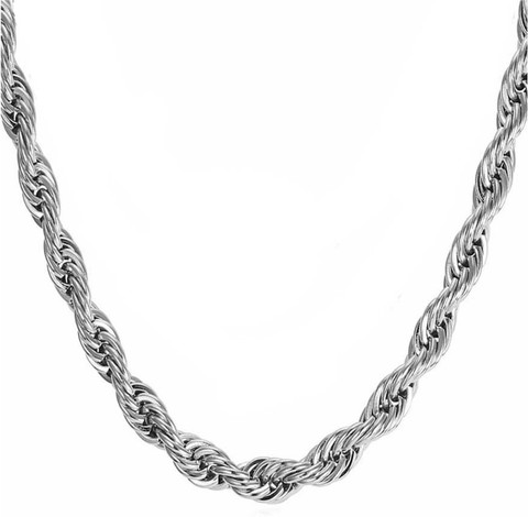 Fashion Frill Trendy Fancy Stylish Silver Chain For Men Rope