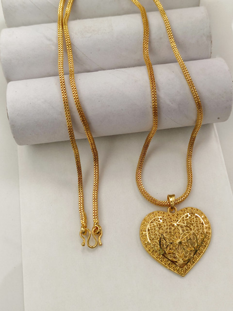 HN JEWELLERY One Gram Gold Plated Chain Pendent Necklace For Men,Women 24  Inch Long Chain Gold-plated Plated Brass Necklace