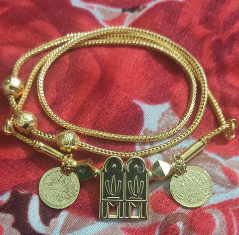 A to B Guarantee Gold Covering Guarantee Mugappu Thali Chain 24 Inch  Gold-plated Plated Copper Necklace