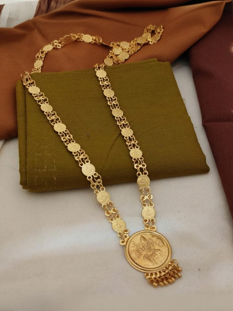 PJY 30 inch Laxmi Coin Pendant Jewellery for Women Gold-plated