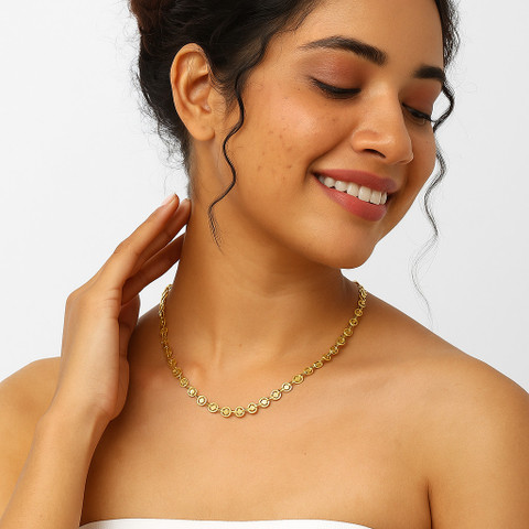 city sign Unique Circle lining Gold- Plated necklace 18