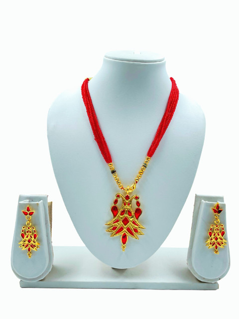 Sky Fashion Assamese Traditional jewellery, Axomia Gohona, Gold Plated  Copper Necklace Set