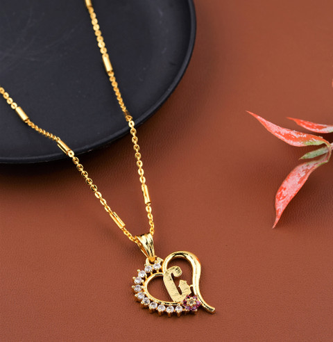 JETWAL G Name Pendant Heart Shape Design Alphabet G Locket with 18