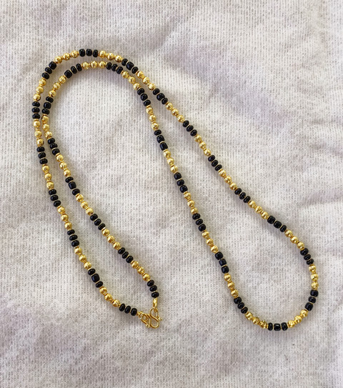 HN JEWELLERY One Gram Gold Jewellery Karimani Mala Chain 28 Inch Long  Beads Gold-plated Plated Copper Chain