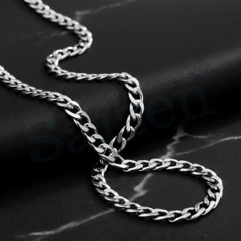 Saizen Silver Plated Classic Link 24 Inch Chain Necklace for Men