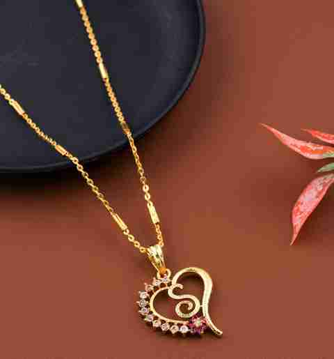 JETWAL S Name Pendant Heart Shape Design Alphabet S Locket with 18