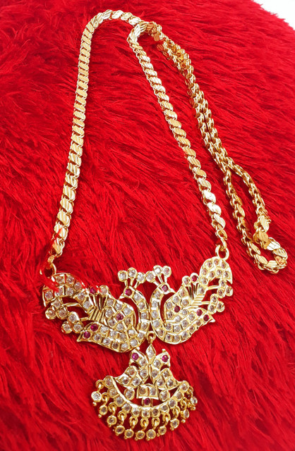 Anujeet Fashion Hub Gold Plated Covering Long Chain with AD Stone