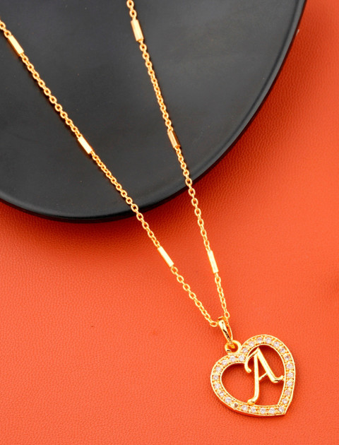 Jewel WORLD A name letter Gold Plated Daily wear Necklace pendant Chain for  Girls women Gold-plated Plated Alloy Chain