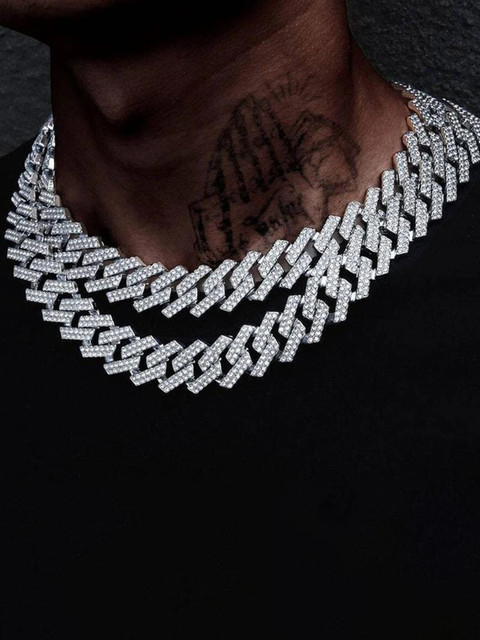 SAFISHA Zick Zack Cuban Diamonds Plated Chain Cubic Zirconia - Main Image