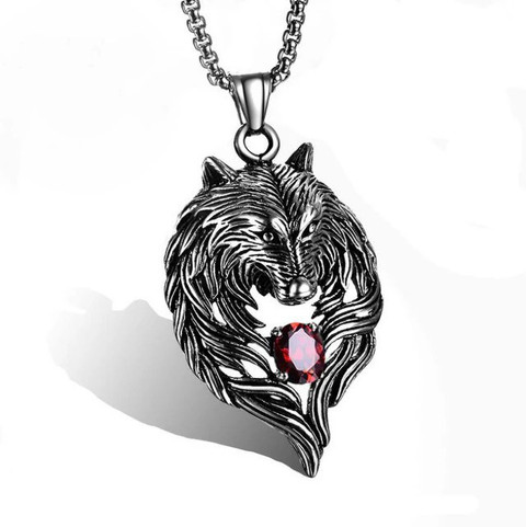 Untouched Stainless steel Wolf pendant With Chain necklace For Men Titanium  Plated Stainless Steel Necklace