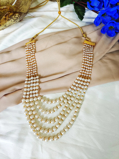 ElementR Stylish Beautiful White Layerd Beads Moti Mala Men