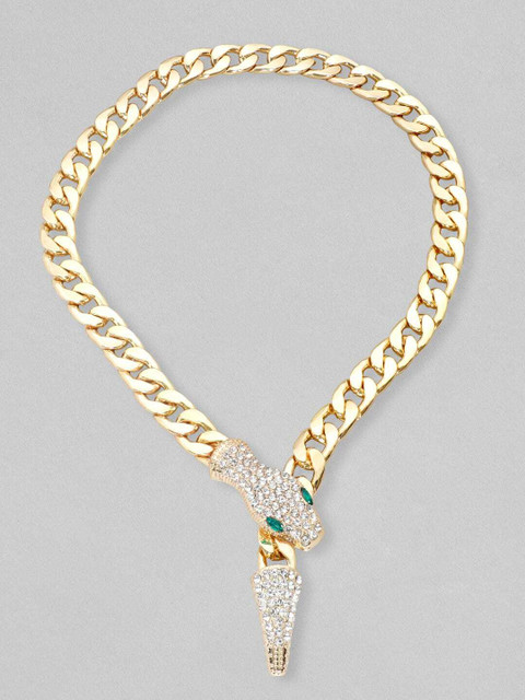 Rubans Voguish Rubans Voguish Gold Tone Link Chain Snake Necklace