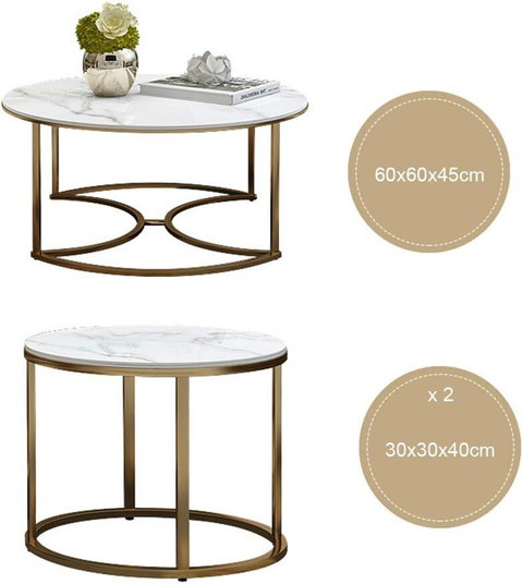 TAXOZY Round Coffee Table Set of Modern Minimalist Style