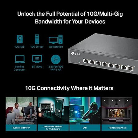 TP-Link Tl-Sx1008 | 8 Port 10g/Multi-Gig Unmanaged Ethernet Switch