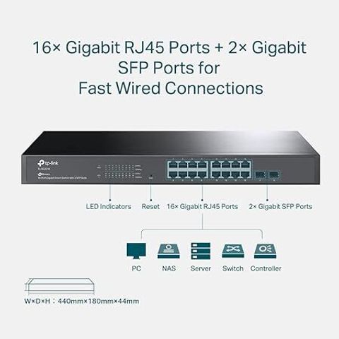 2 Mbps Switch TP-Link Tl-Sg2218 | 16 Port Gigabit Smart Managed Switch, 2 Sfp Slots ...