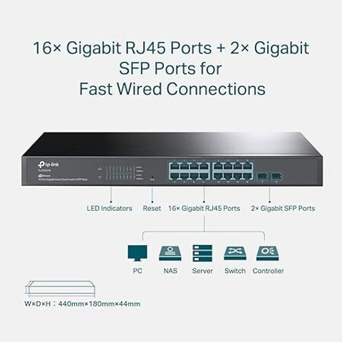 TP-Link Tl-Sg2218 | 16 Port Gigabit Smart Managed Switch, 2 Sfp