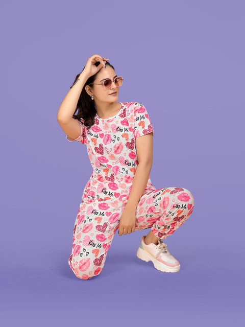 HouseOfCommon Women Printed Multicolor Night Suit Set