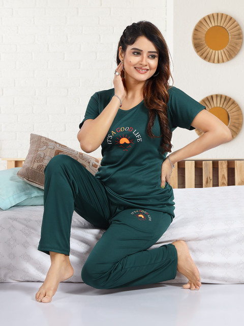 capasino Women Printed Green Night Suit Set Price in India Buy