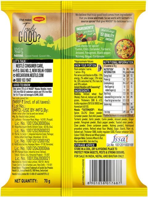 Maggi 2-Minute Favourite Masala Taste, Made With Choicest Quality