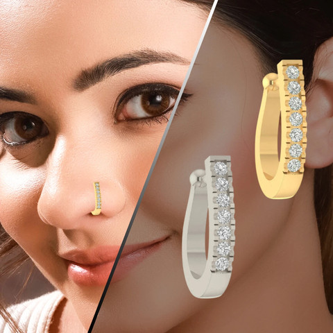 Vama Fashions Cubic Zirconia Gold-plated Plated Copper Nose Ring