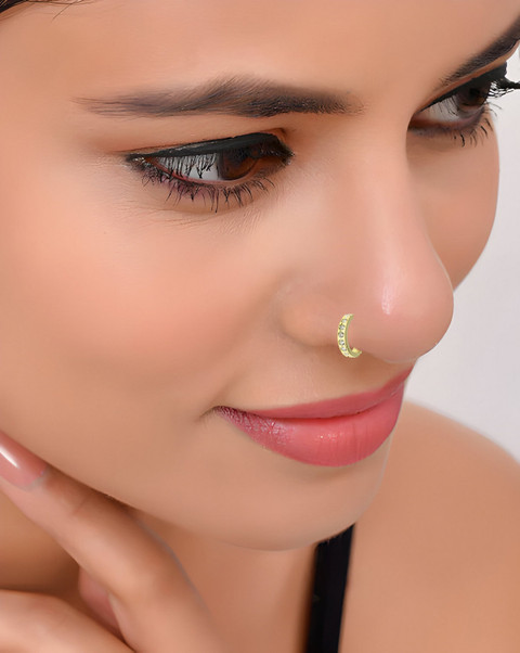 THANU'S CRAFT Gold Plated Metal Crystal Stone Nose pin Ring Bali