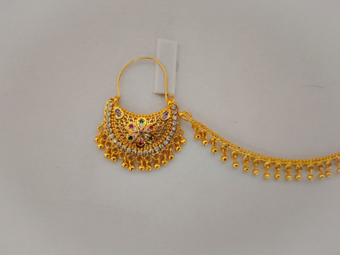NATH KI DESIGN IN GOLD Brass Plated Brass Nathiya Price in India