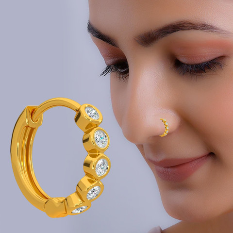 Gold Crystal Nose Rings THANU'S CRAFT Gold Plated Metal Crystal