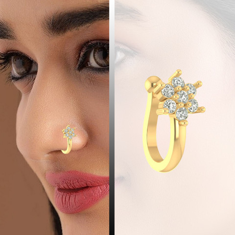 THANU'S CRAFT Diamond Gold-plated Plated Metal Nose Ring Price in