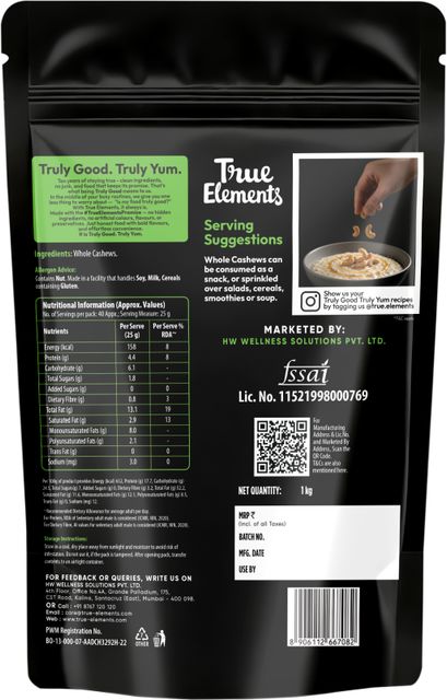 True Elements Goan Cashews 1kg - Image 5