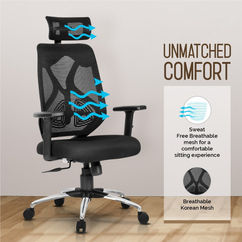 Da URBAN Merlion Black High Back Ergonomic Mesh Office Mesh Office