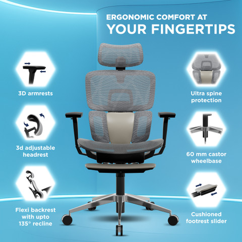 The Sleep Company Ultron SmartGRID Premium Ergonomic High-Back Revolving  Chair for Office Home Nylon Office Executive Chair