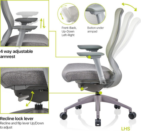 Featherlite Helix HB Mesh Fabric Office Adjustable Arm Chair Price