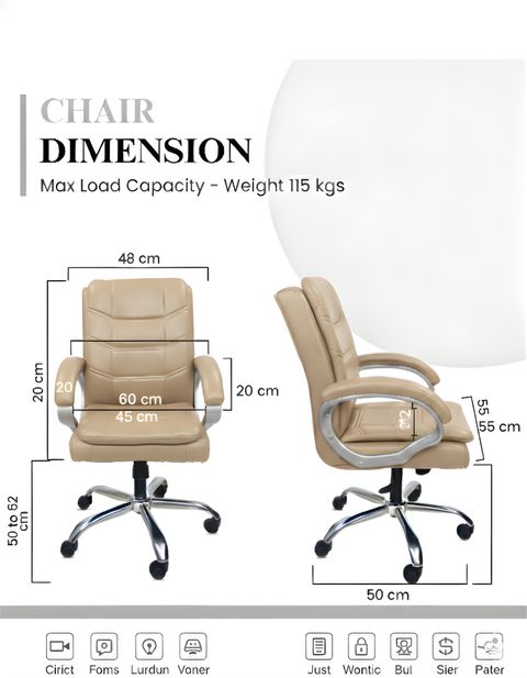 RW REST WELL Star Executive Revolving Office Chair|Computer Desk Chair with Cushioned Seat| Leatherette Office Executive Chair (Beige, DIY(Do-It-Yourself)) - Image 7